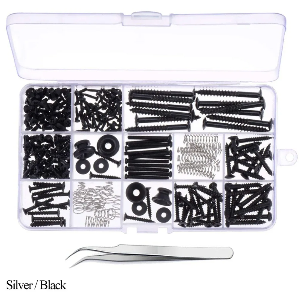 Stainless steel Guitar Screw Kit Plastic Organizer Box Luthier's Tools 9 Types Guitar Screws Set Guitar Accessories