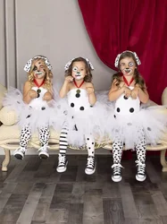 Kids Halloween Dalmatian Dog Costume Toddler Girls Polka Dot Birthday Party Fancy Dress Child Animal Dalmatian Cosplay Clothes