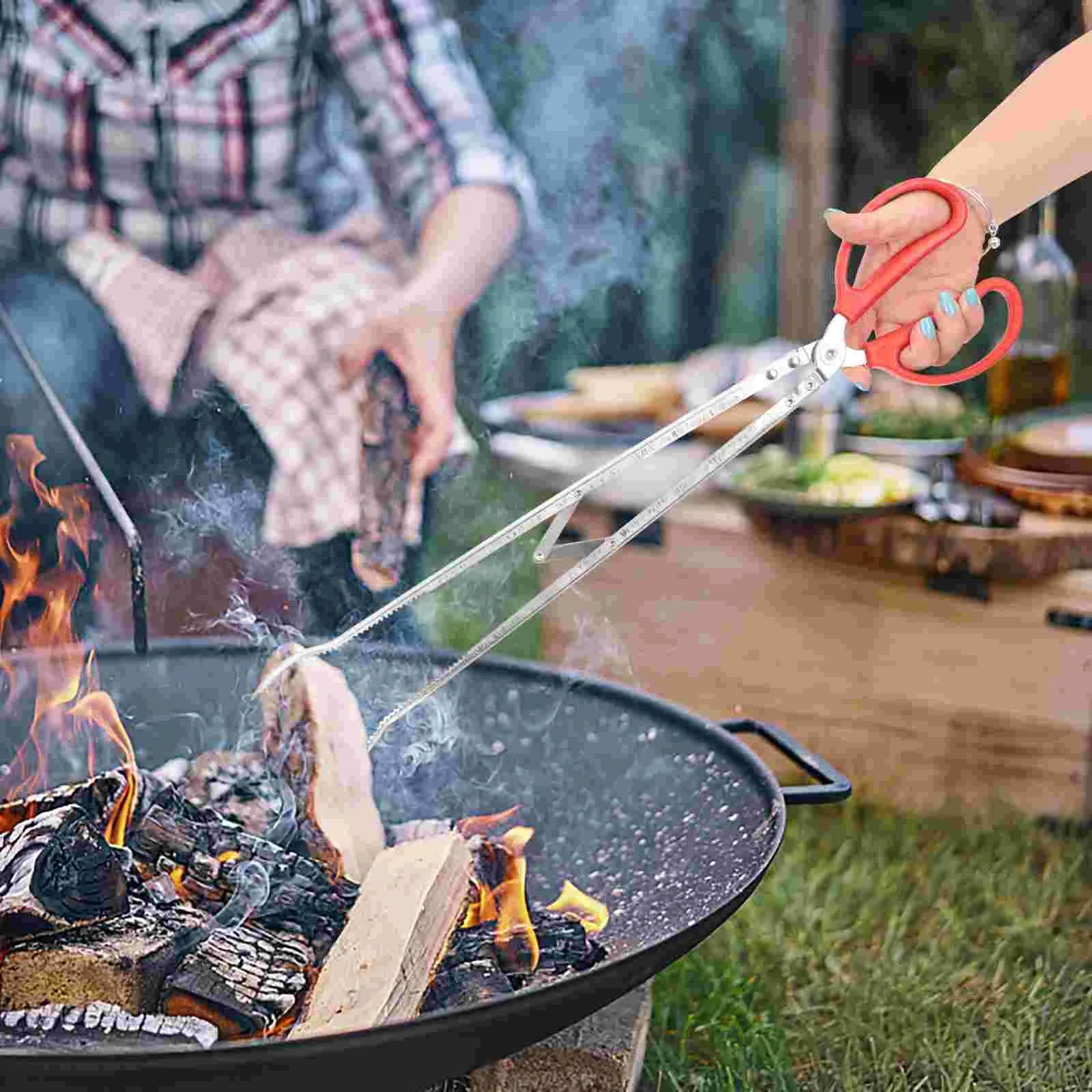 2 pezzi in acciaio inox legna da ardere barbecue clip per carbone clip per immondizia pinza per immondizia esterna pinza per camino pinza per camino