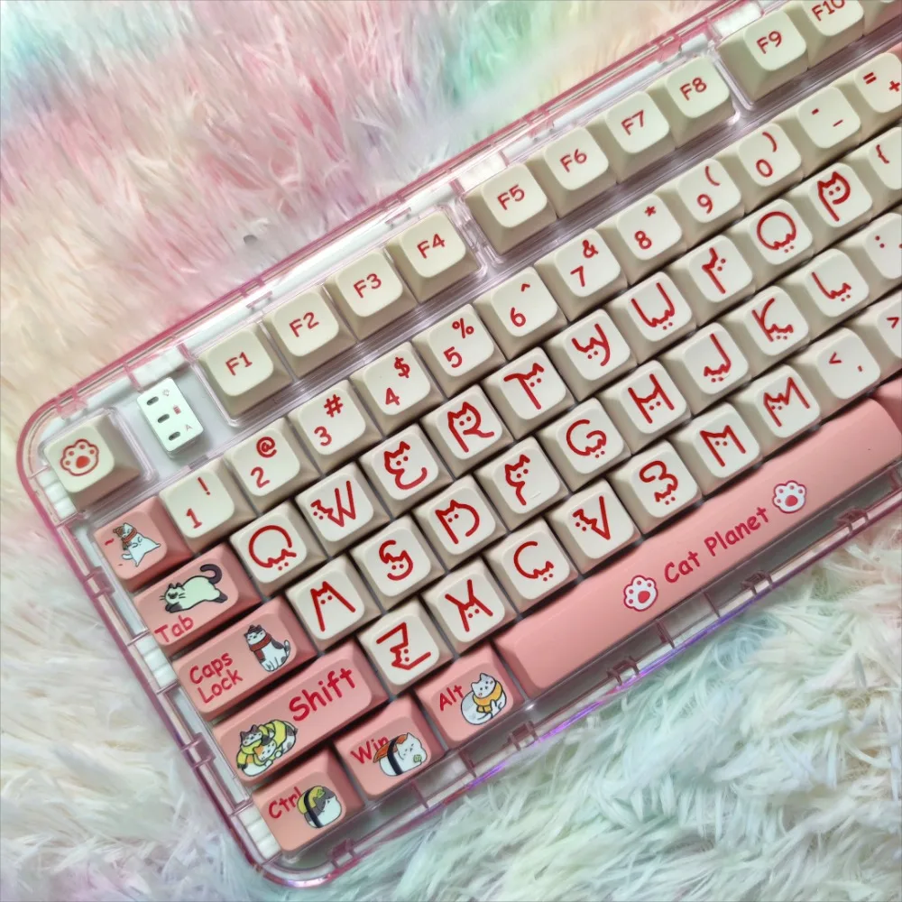 Keyboard Keycaps, Sushi Cat XDA Small Full PBT for Cherry MX 104/87/61 Mechanical Keyboard Accessories