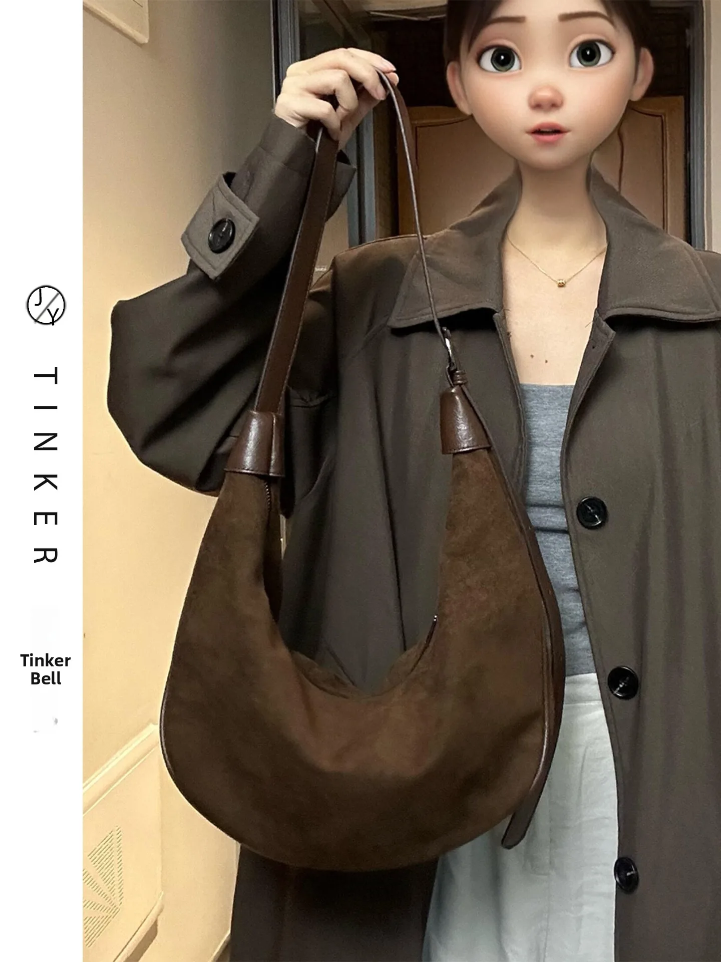 

Retro Matte Suede Dumpling Bag Women's Fashionable Shoulder Crossbody Bag Luxury Minimalist Style Commute Handbag