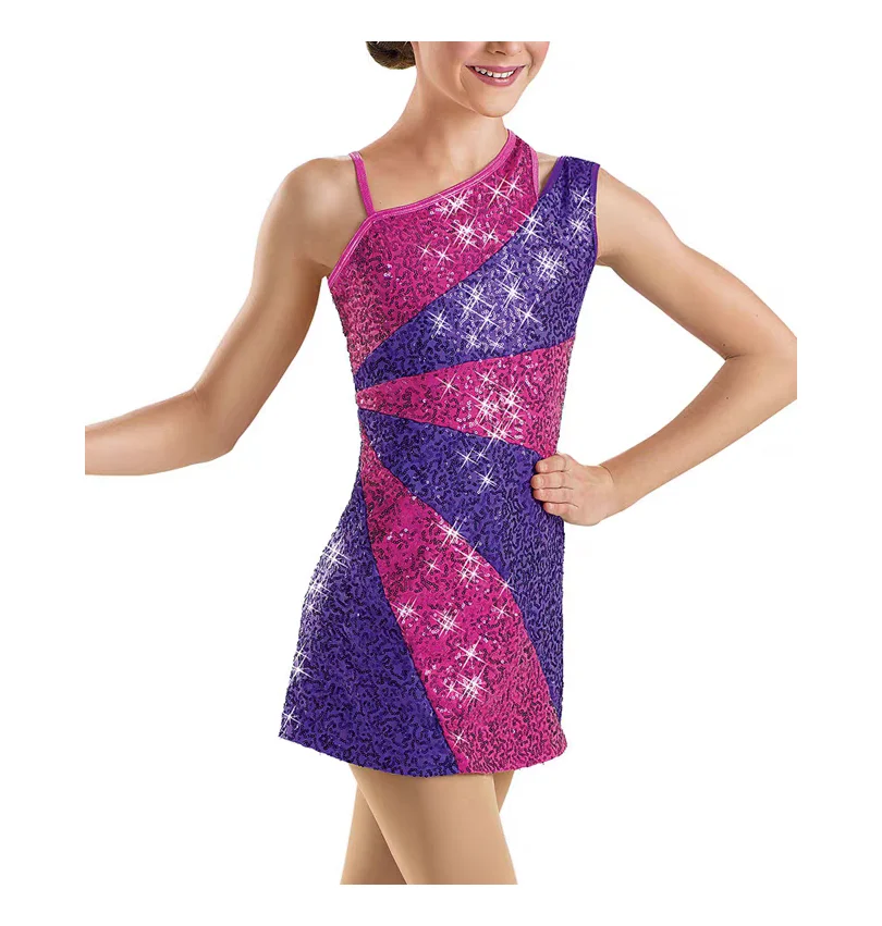 あらゆる色のスパンコール付きパフォーマンススカートでプロのジャズラテンダンス衣装をカスタマイズします。