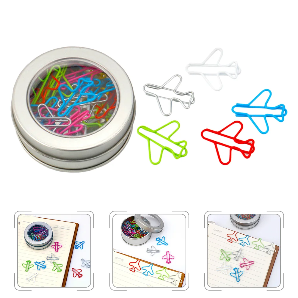 24pcs Metal Paper Clips Portable Paper Clamps Plane-shaped Files Clamps File Clamp Decorative Paper Clip