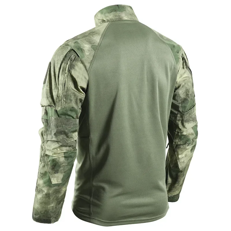 Long Sleeve 1/4 Zipper Slim Fit Hiking T-shirts Mens Combat T Shirt Cotton Polyester Training Men Clothing Wear-resisting Tops