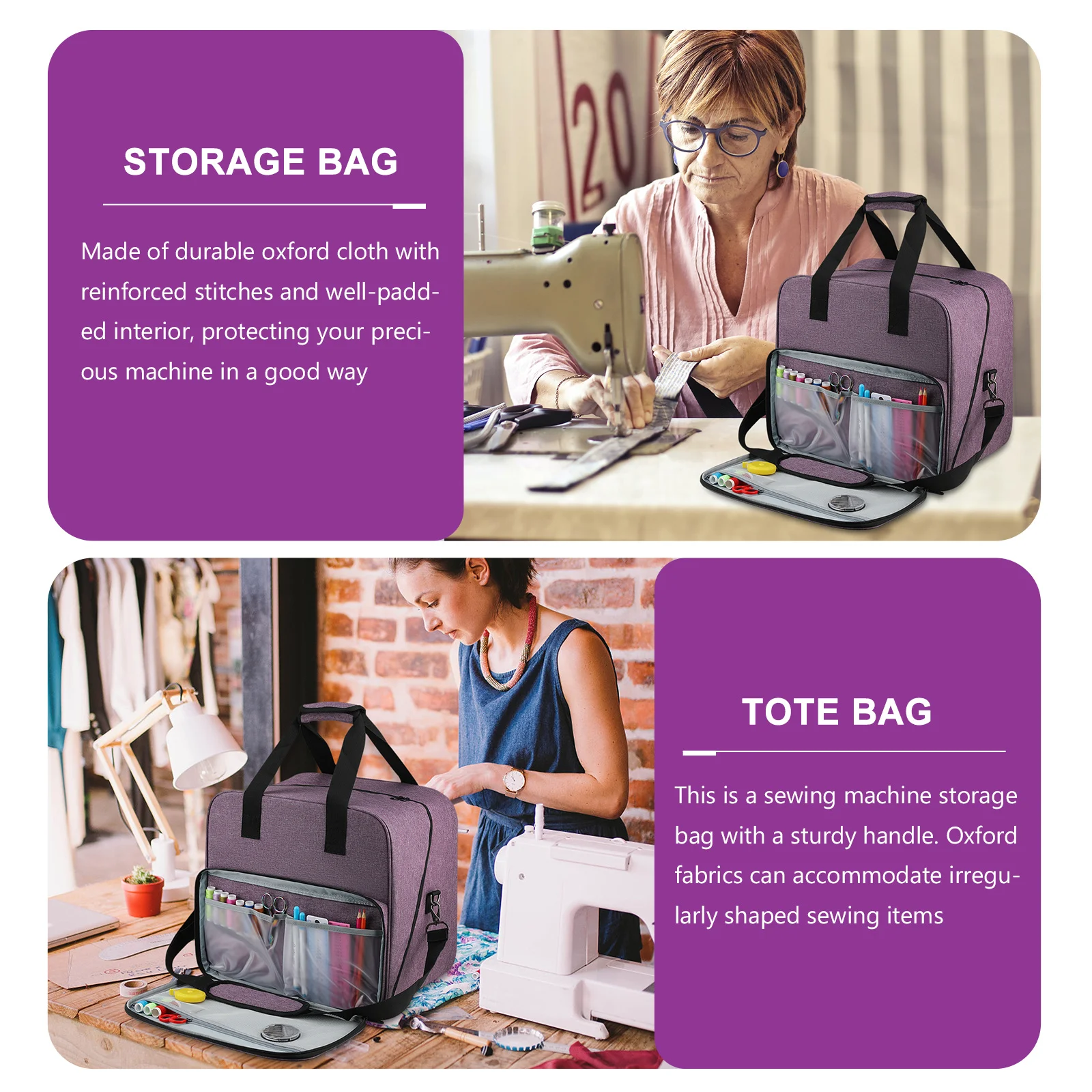 

Sewing Machine Bag Oxford Cloth Heavy Duty Reinforced Padded Portable Large Capacity Wide Opening Storage Tote Case For