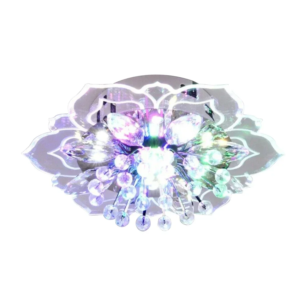 Modern 9W LED Crystal Chandelier Pendant Flower Shape Lamp Hallway Decor Light