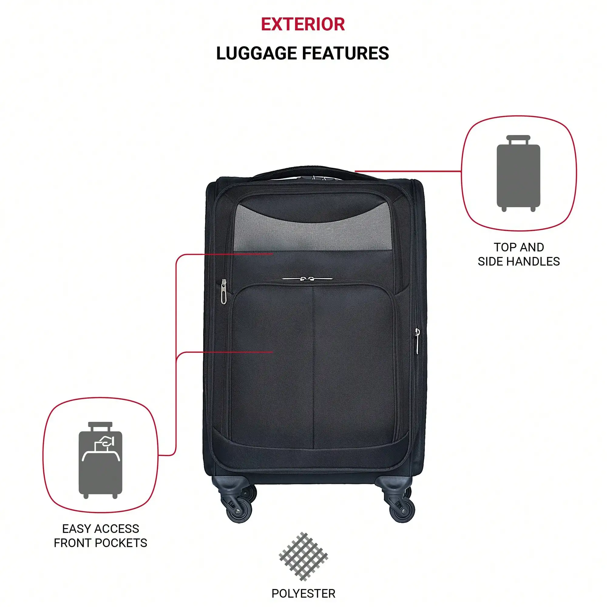 Hardside 3‑Piece Luggage Set, Lightweight Spinner Suitcases with TSA Approved Lock, 20