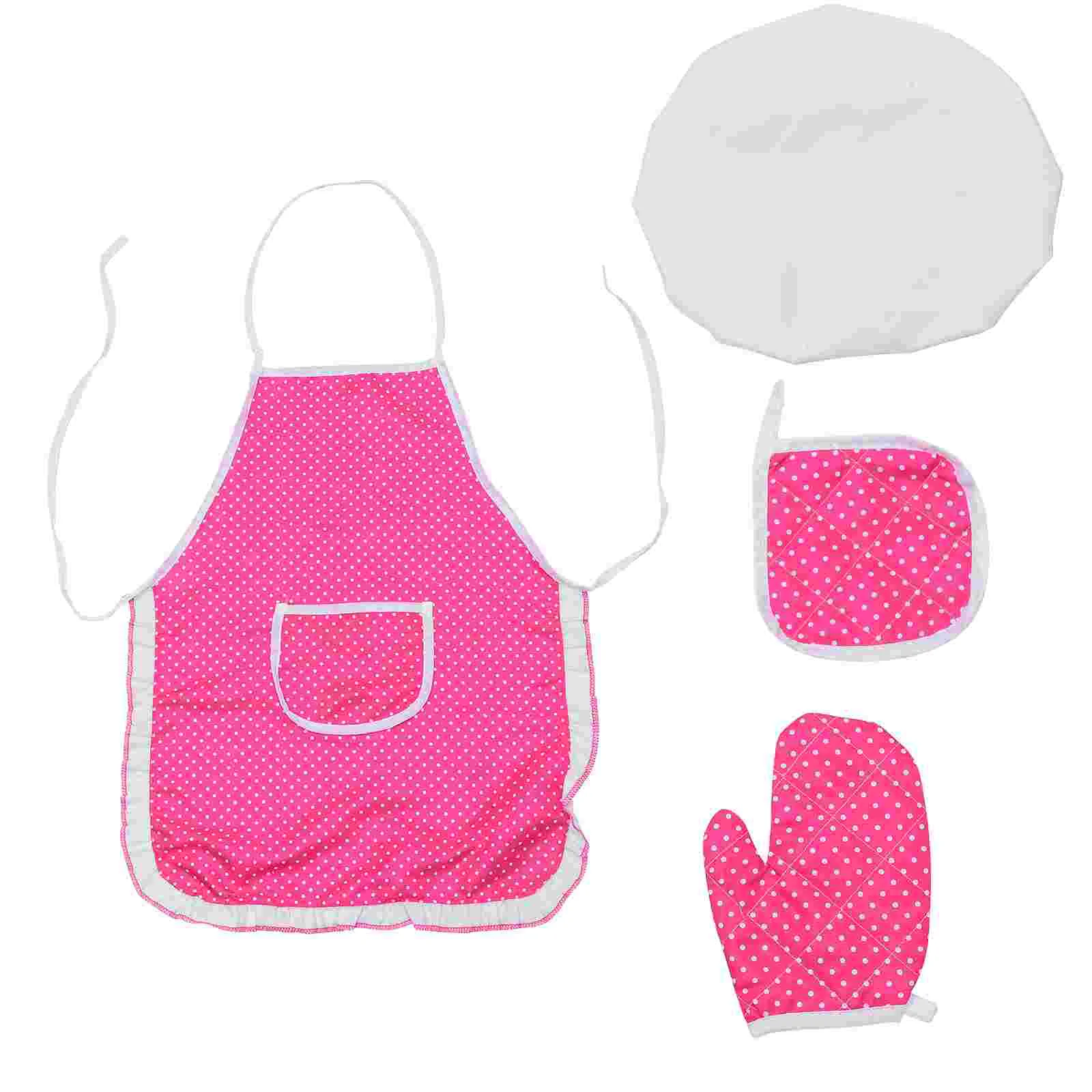 

Apron Suit Girls Toys Baking Tools Set Cooking Utensil Role Play House Kitchen Pretend Cloth Hat Mat Toddler Cookware