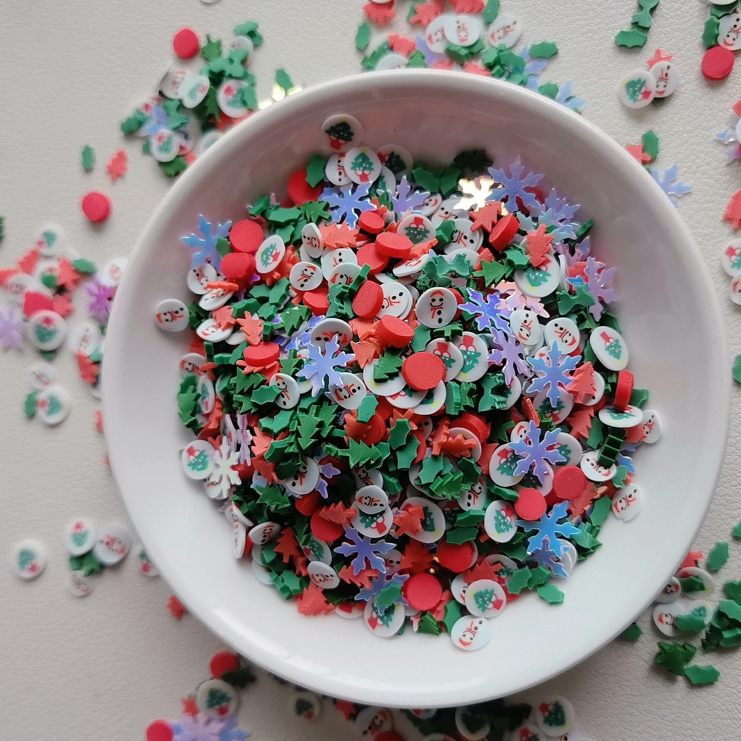DIY Craft Christmas Slime Sprinkles Resin Snowman Candy Cane Snowflake Confetti Mix Polymer Clay Sprinkles Slices
