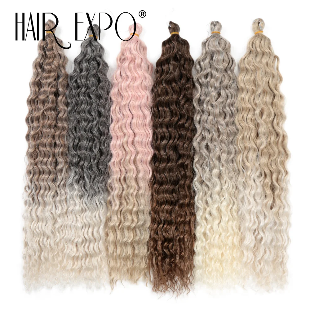 

Ariel Curl Hair Water Wave Twist Crochet Hair Synthetic Braid Hair Ombre Blonde Pink 22 Inch Deep Wave Braiding Hair Extensions