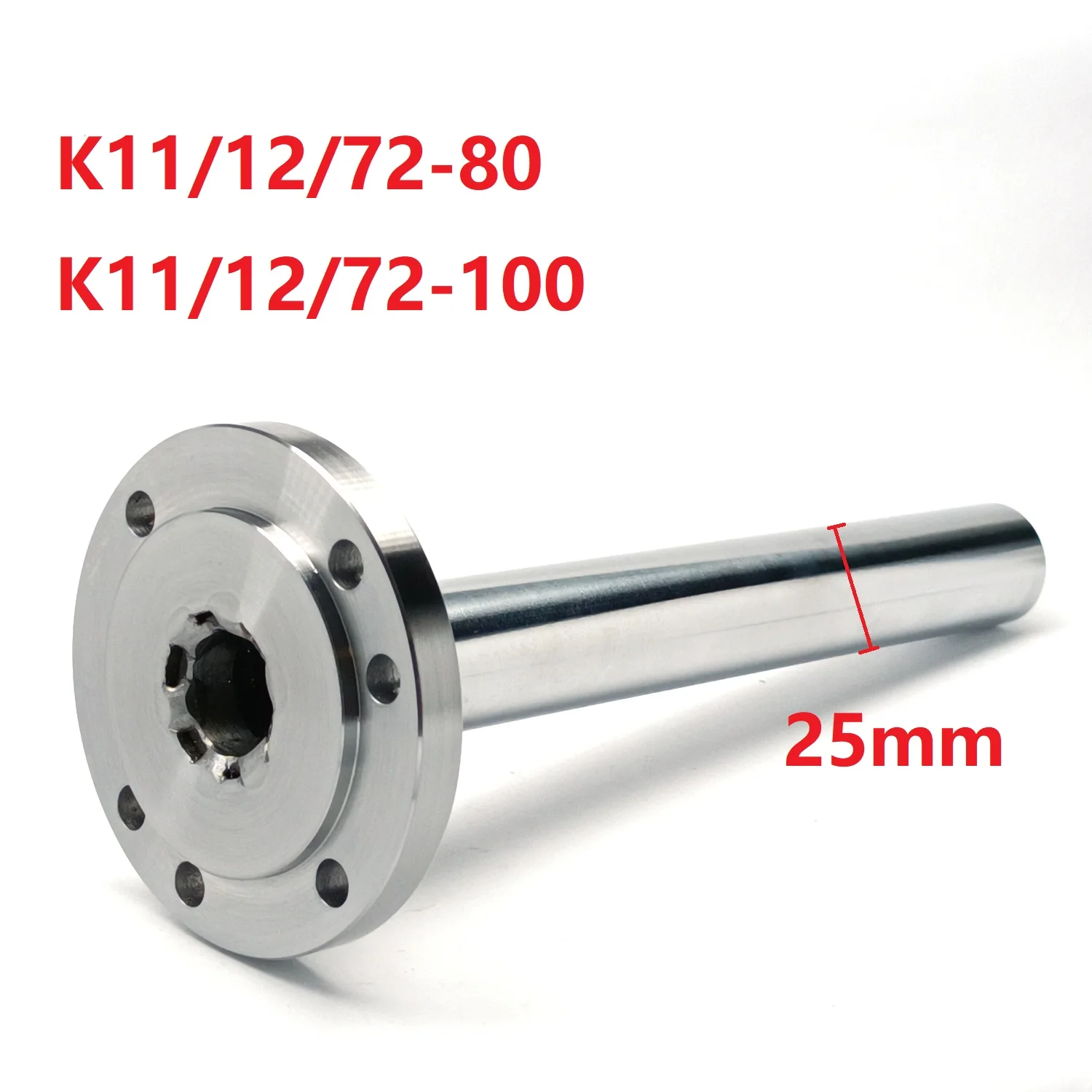 Fit K11-80 K12-80 K11-100 K12-100 K72-100 Chuck Headstock Spindle Shaft OD 25mm Length 205mm Flange Back Base Plate Adapter