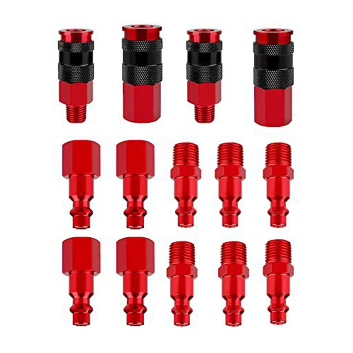 14Pcs Air Hose Fittings,Air Coupler Industrial Type Air Plug Kit, 1/4 Inch Threads Size, Air Compressor Accessories