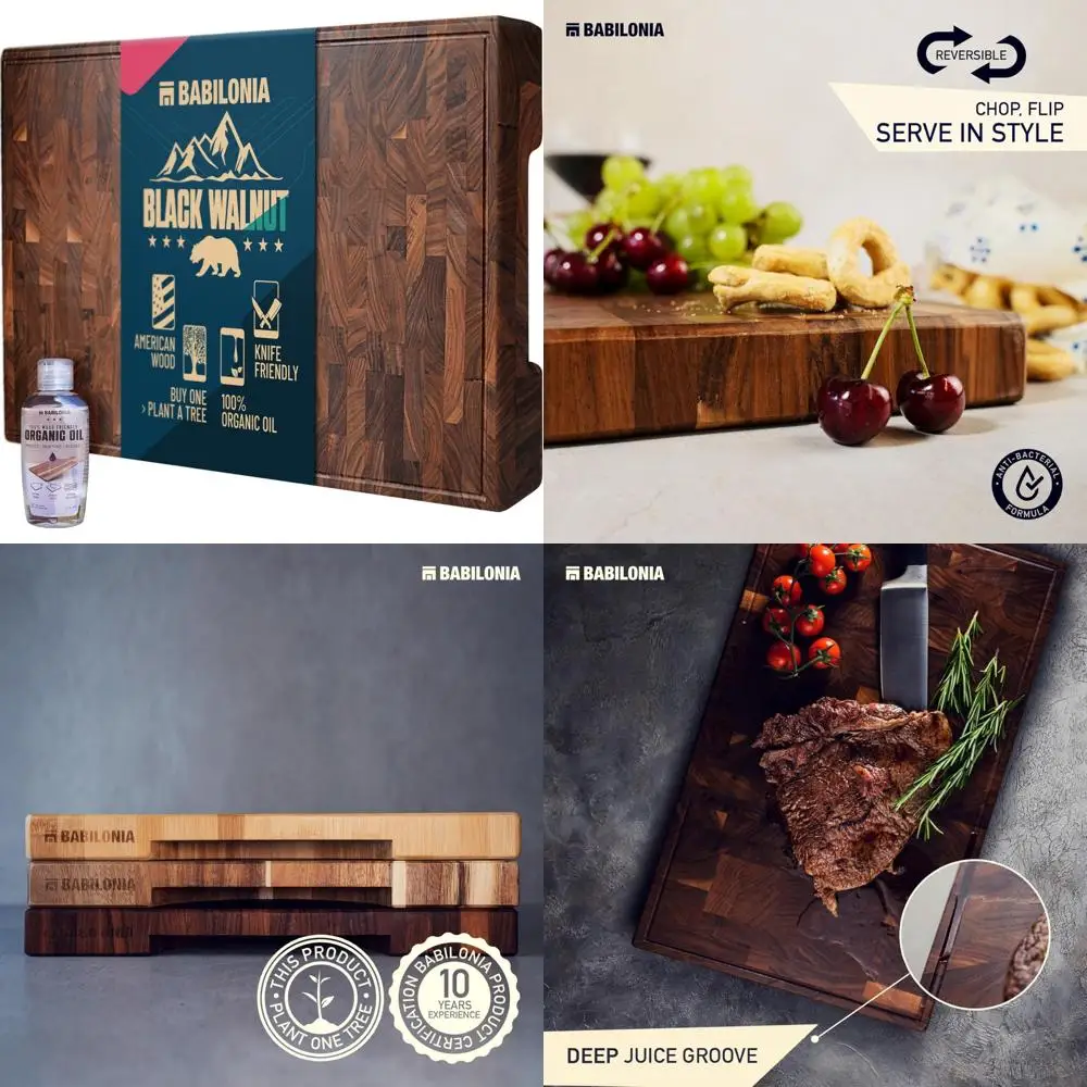 

Thick 1.7-inch End Grain American Black Walnut Cutting Board - Premium Quality Heavy-Duty Butcher Block for Professional Use