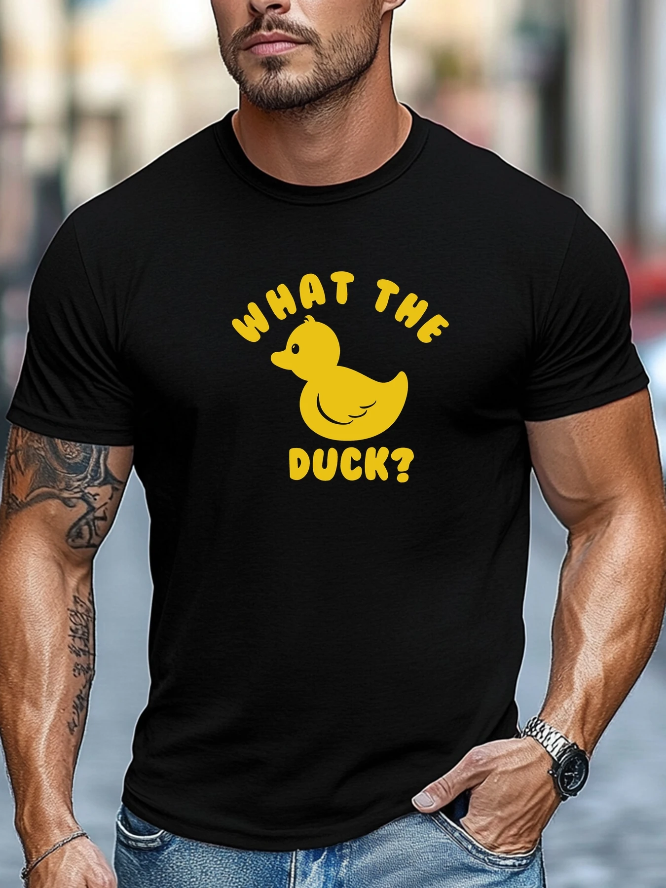 

Крутая футболка для мужчин WHAT THE DUCK _ Летние топы с коротким рукавом