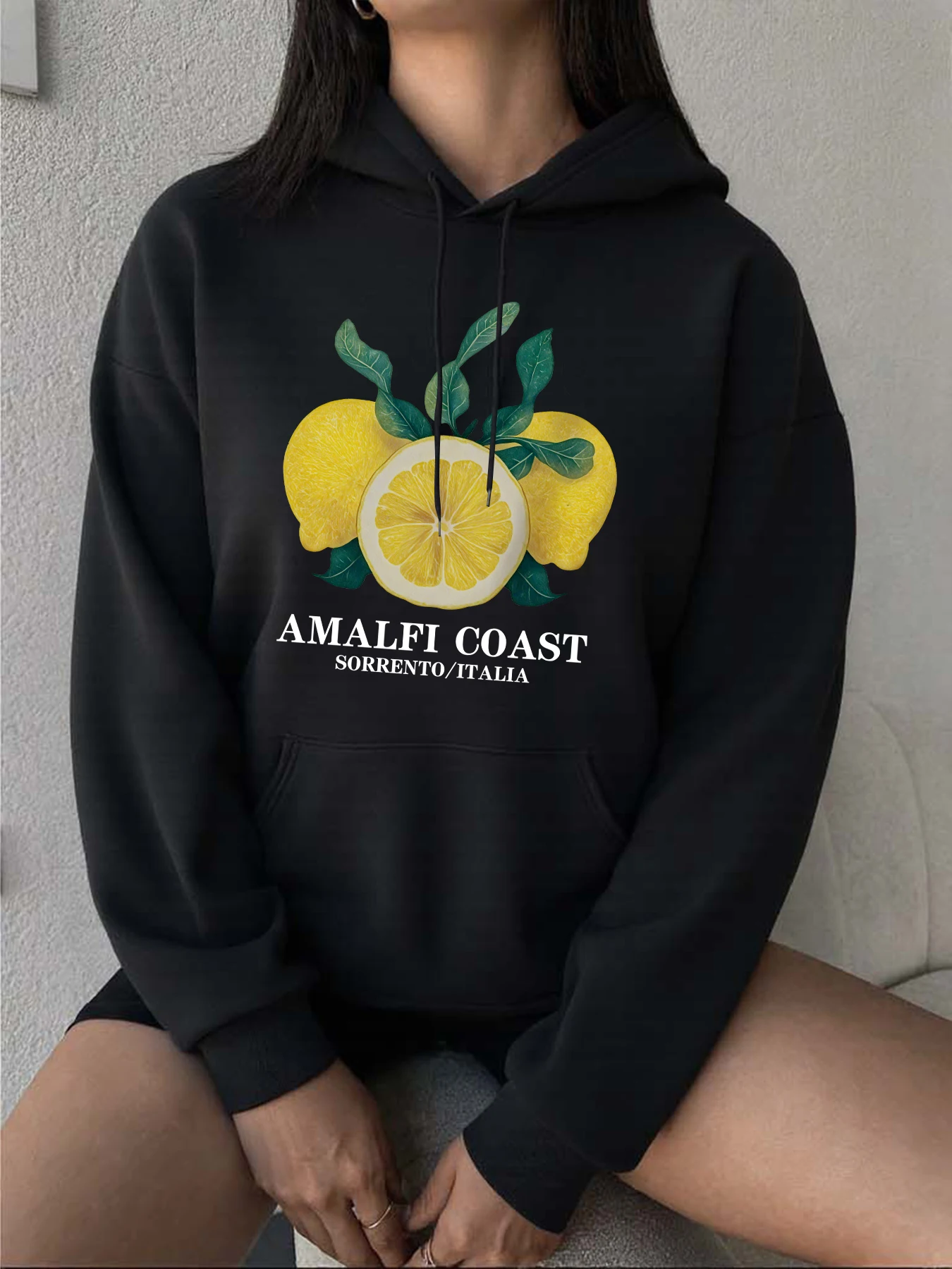 

Женские толстовки с принтом Amalfi Coast Lemon Italia, разноцветный флисовый пуловер Y2K, осенняя толстовка с капюшоном, повседневная удобная уличная одежда