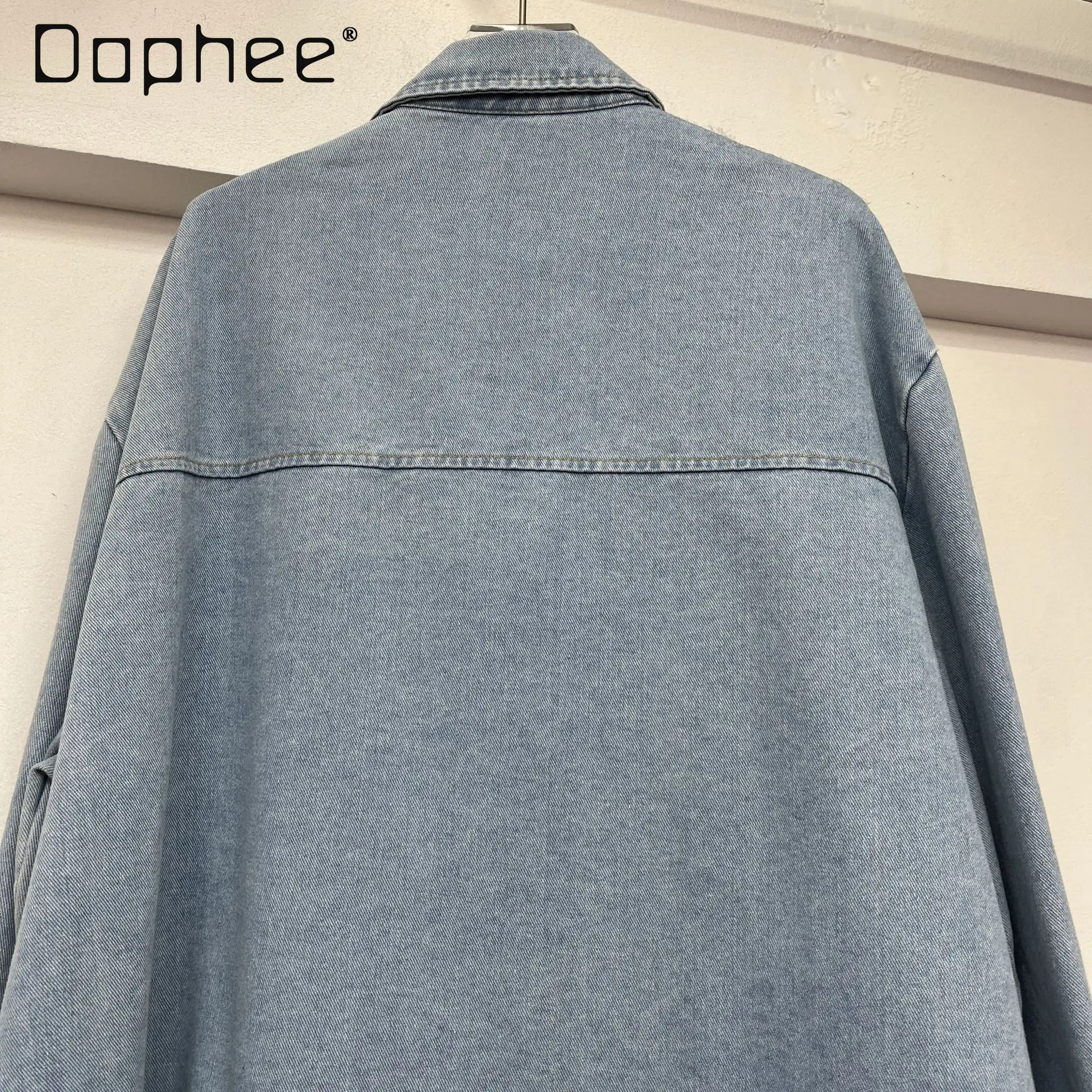 2025 Summer New European Station Butterfly Embroidery Lace Rhinestone Lapel Denim Jacket Top Women Fashion Oversized Jean Jacket