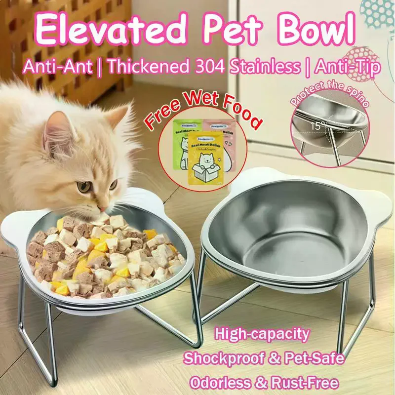Stainless Steel Pet Bowls For Cats And Dogs Cat Water Bowls Drinking Bowls And Neck Supports
