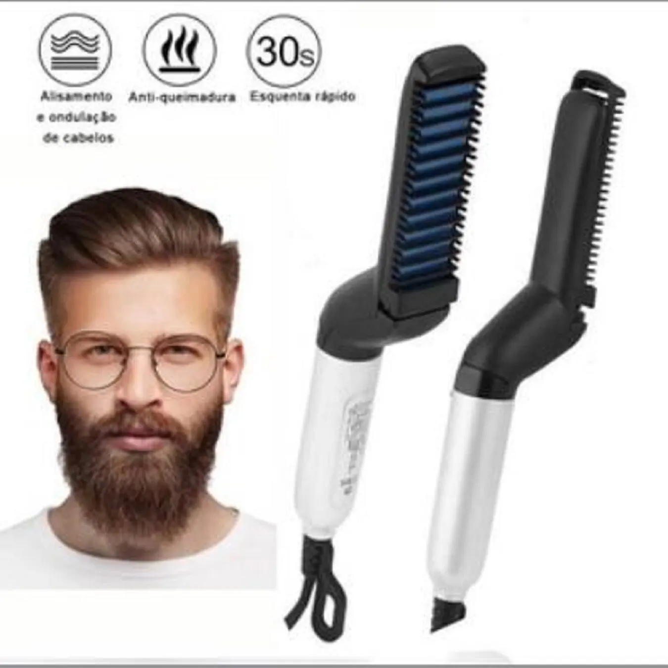 Men's Multi Functional Combing Fixed Fluffy Roll Straight Personal Care Electric Brush Beard Straight Fashion Modeling Tooll CM