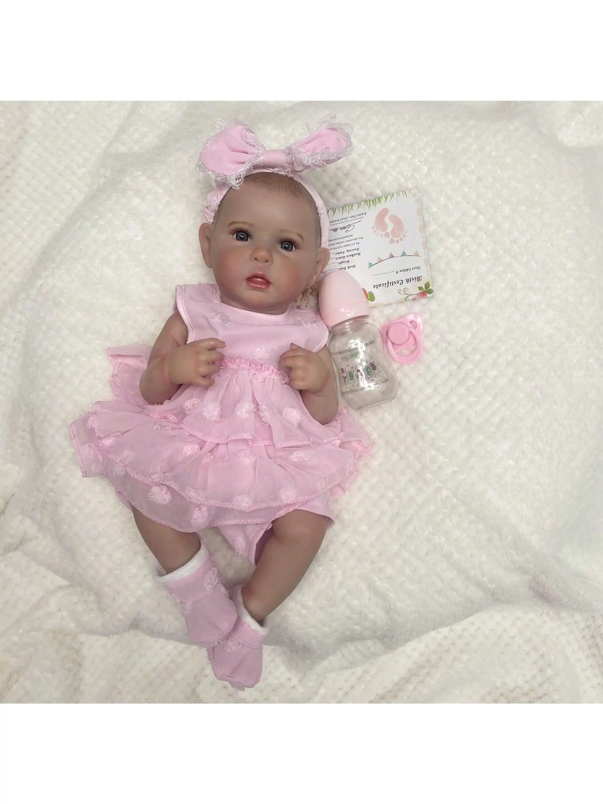 Saskia 18-Inch Cuddly Reborn Girl Ward | Handmade Lifelike Doll with 3D Painted Hair | Visible Realistic Veins | Christmas Gift