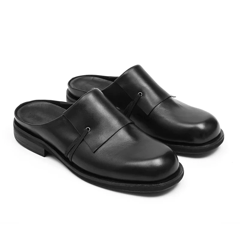 

Sliding in Muller shoes with three-dimensional cutting and splicing cowhide slippers men's vintage style casual leather shoes