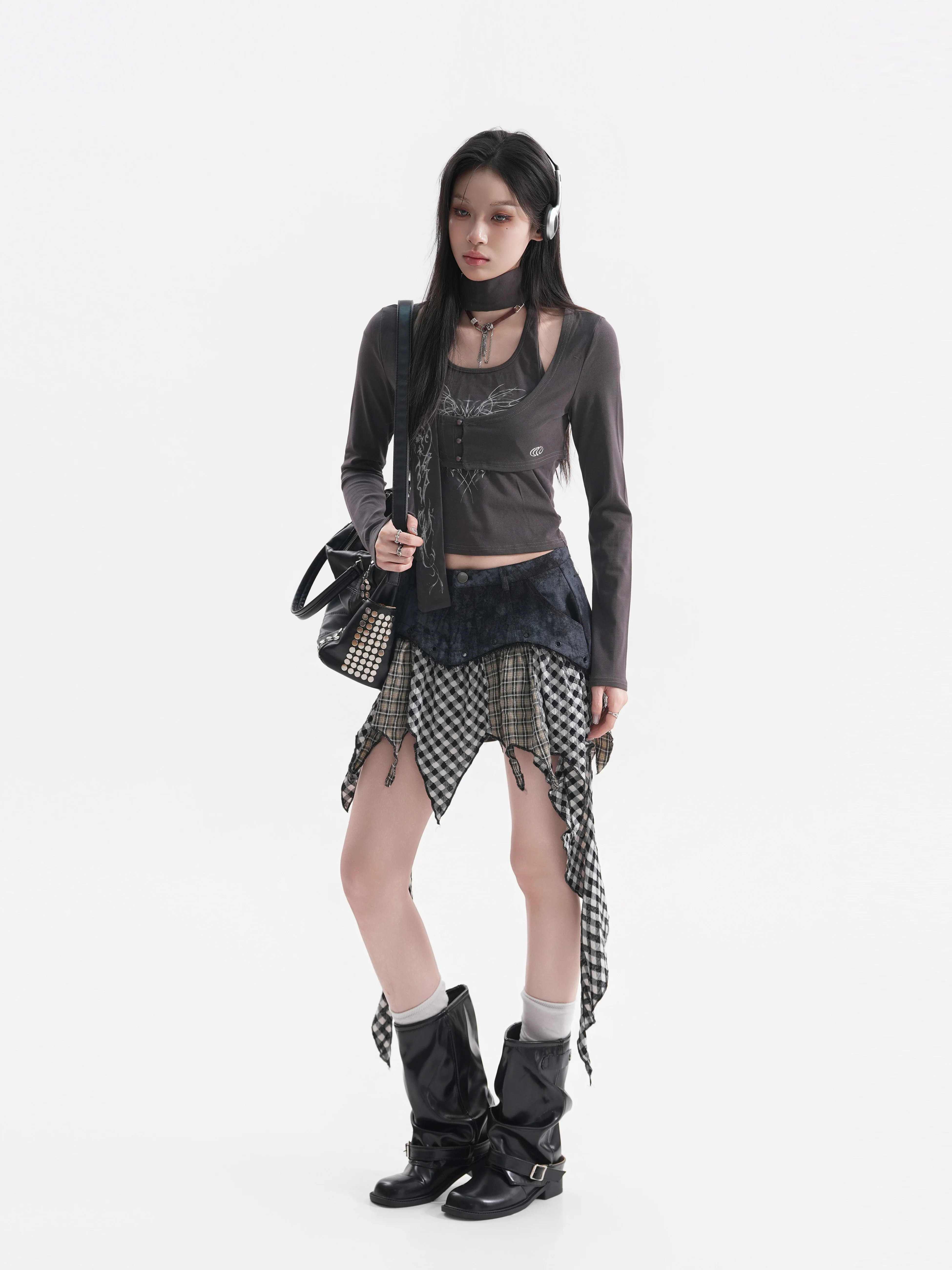 Sexy Short Sleeveless Hollow out Neck T-Shirt Women's Casual Style Long Sleeve round Neck Top Light Asian Style Early Autumn ...