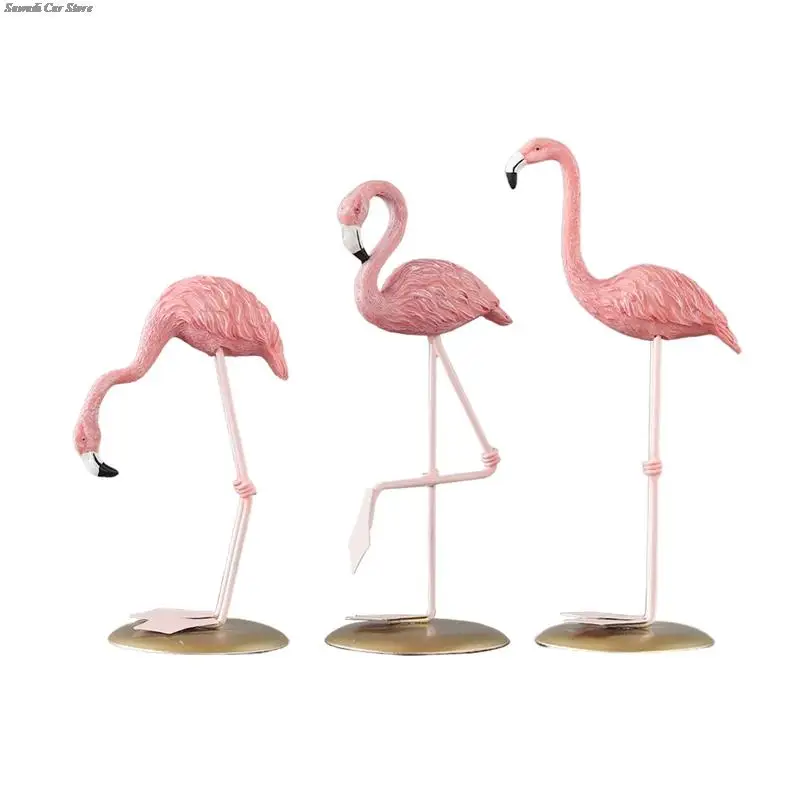 1pcs Nordic Pink Flamingo Figurine Statue Sculpture Living Room Office Car  Ornaments Home Decor Decoration Accessories