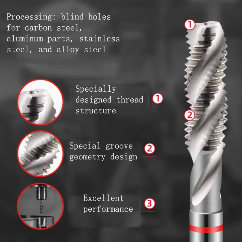 Korea YG Combo Long Shank 100L 150L Spiral Flutud Tap Pointed M3 M4 M5 M6 M10 Machine Thread Taps For Stainless Steel Aluminum
