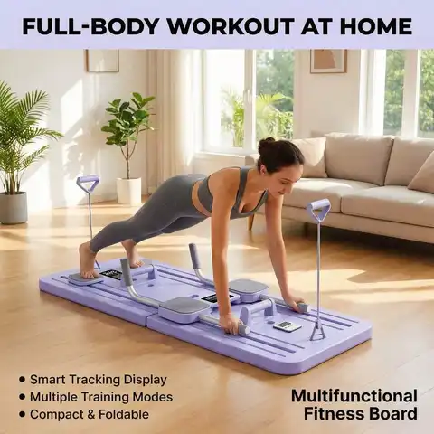Pilates Board - 2026 Pilates Reformer Set, Multi-Purpose Foldable Pilates Reformer Board For Home, 6in1 Pilates Sliding Board-USB Port