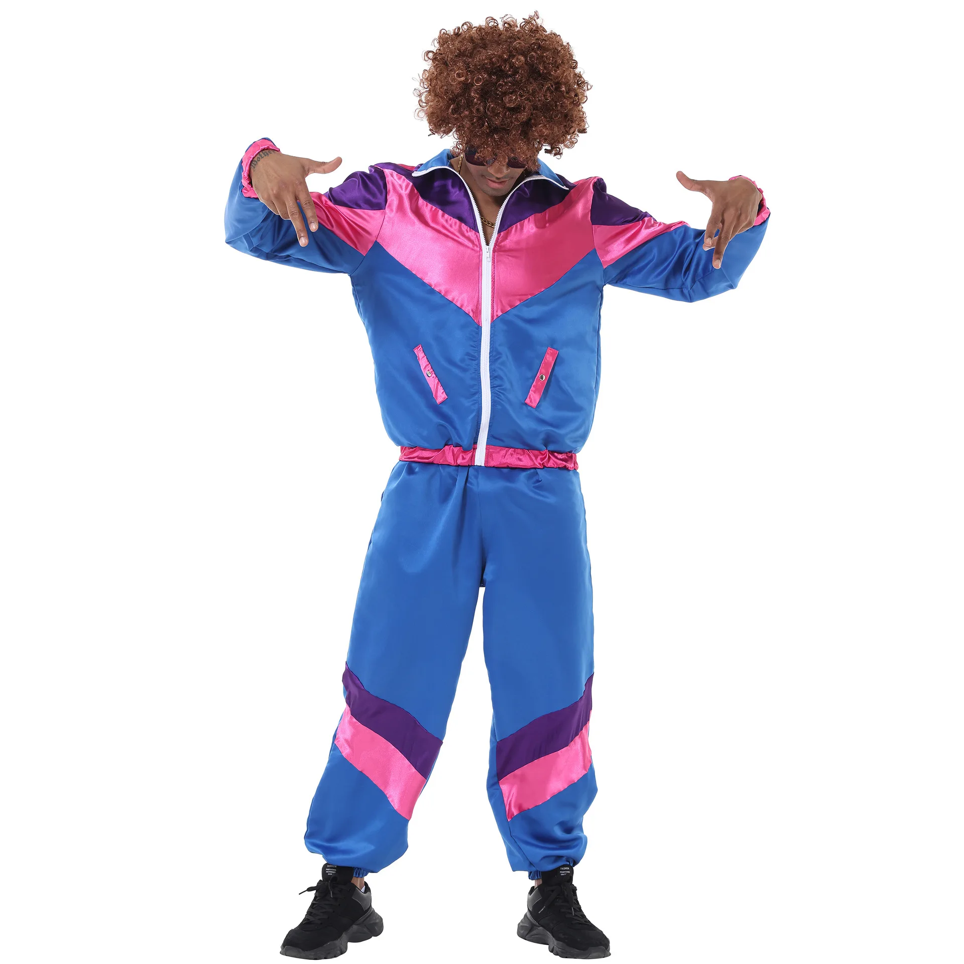 

Women Ladies Men 80s Height Of Fashion Tracksuit 1980s Party Retro Disco Neon Costume