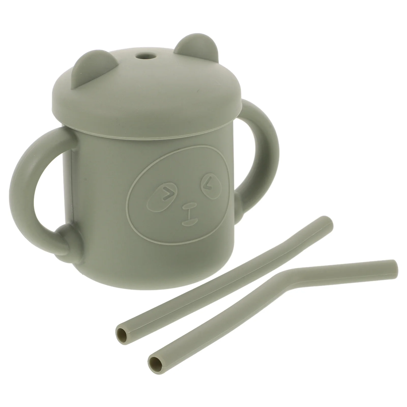 

Silicone Training Cups Ergonomic Handles Spill-Proof Lightweight Toddler Drinking Cup Baby Straw Cup for Milk Juice