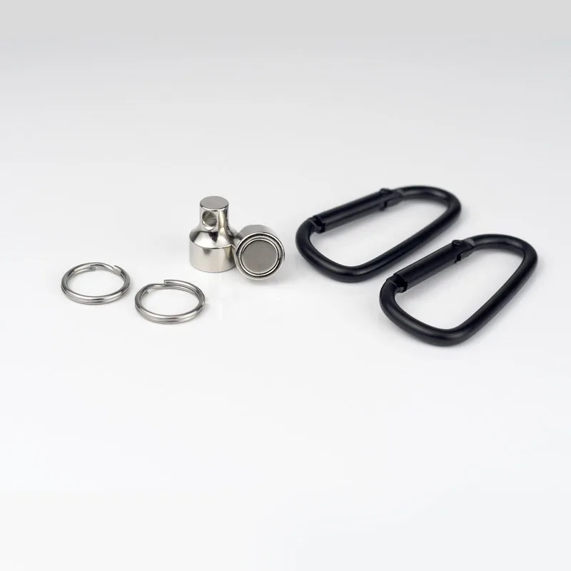 1Pairs Strong Magnetic Keychain with Metal Ring Carbon Steel Anti-loss Car Keys Necklace Hanging Holders Magnets Storage Tool