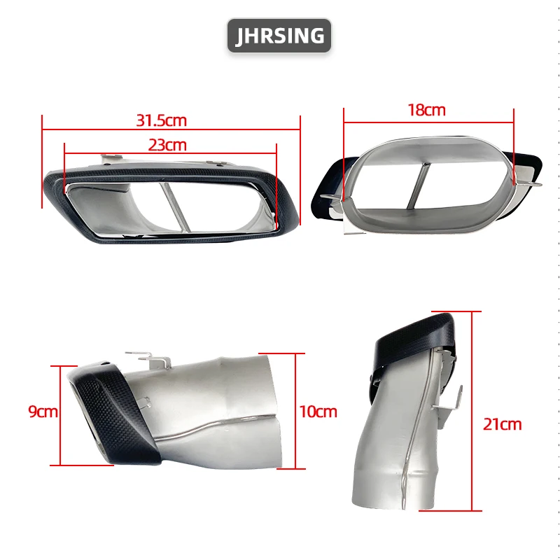 Hot 1 pair suitable for Mercedes-Benz C-Class W205C200C260 exhaust pipe modified C63 carbon fiber four-out square  tail thro
