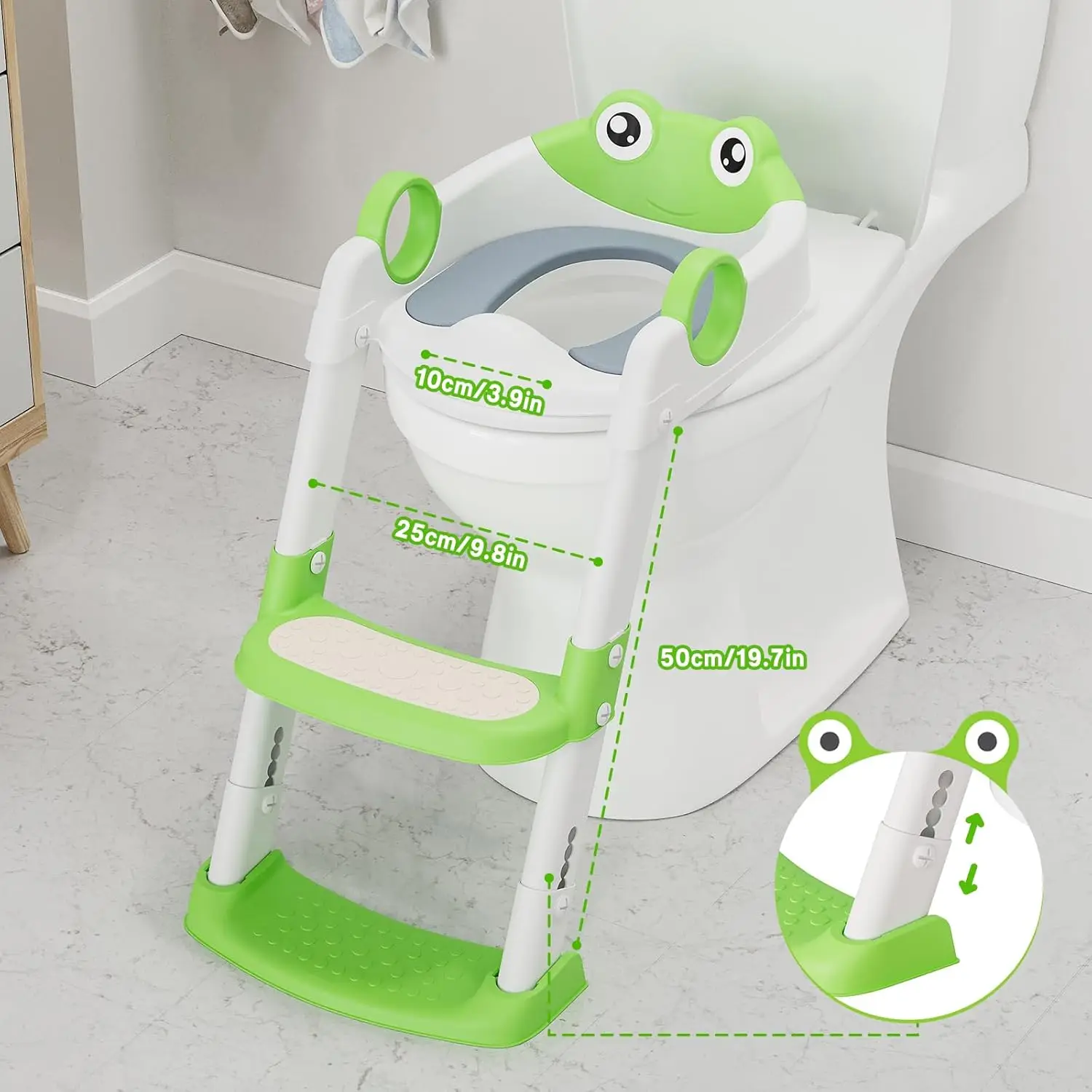 2-in-1 Toddler Toilet Seat with Adjustable Ladder – Safe & Anti-Slip for Easy Potty Training