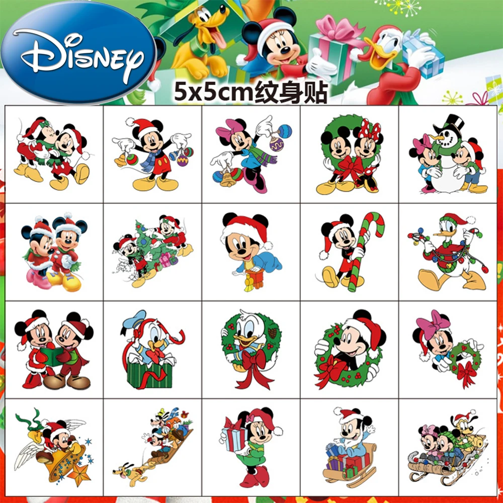 

20pcs Cute Disney Christmas Mickey Mouse Minnie Tattoo Stickers Waterproof Temporary Tattoo Decals Kid Christmas Gift Reward Toy