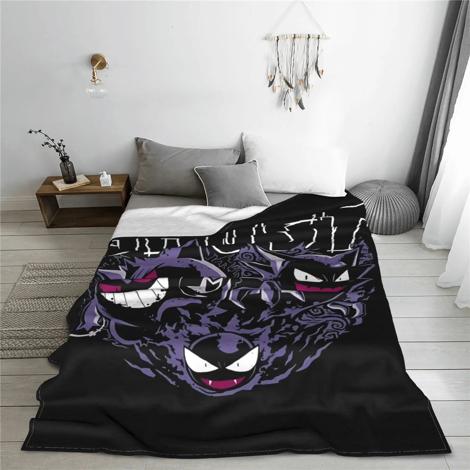 1PC Pokemons Theme Anime Gengar  Winter Blankets for Adults Bedding Home Interior Sofa Knee