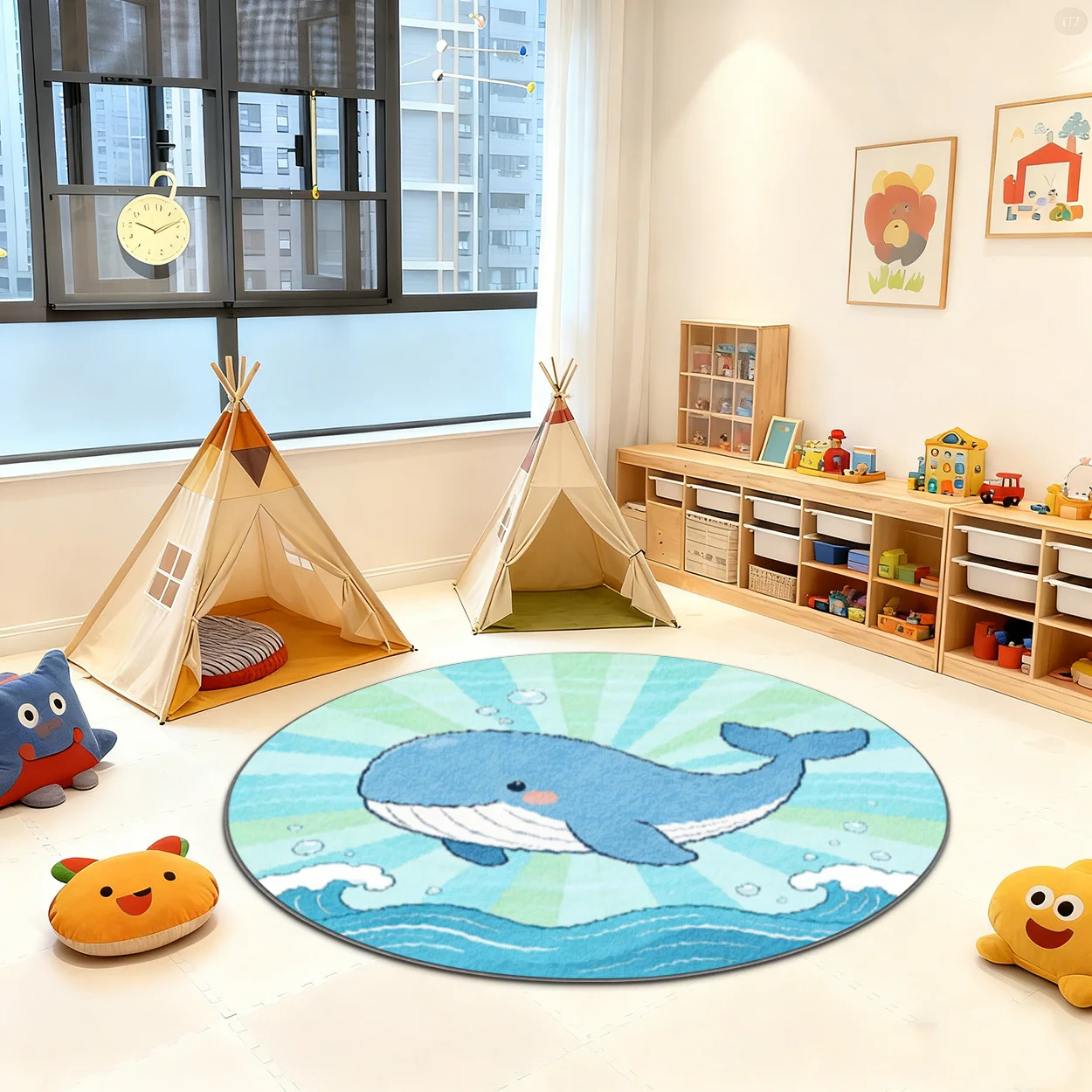 Baby Nursery Ocean Theme - Tapete Redondo Macio com Tema de
