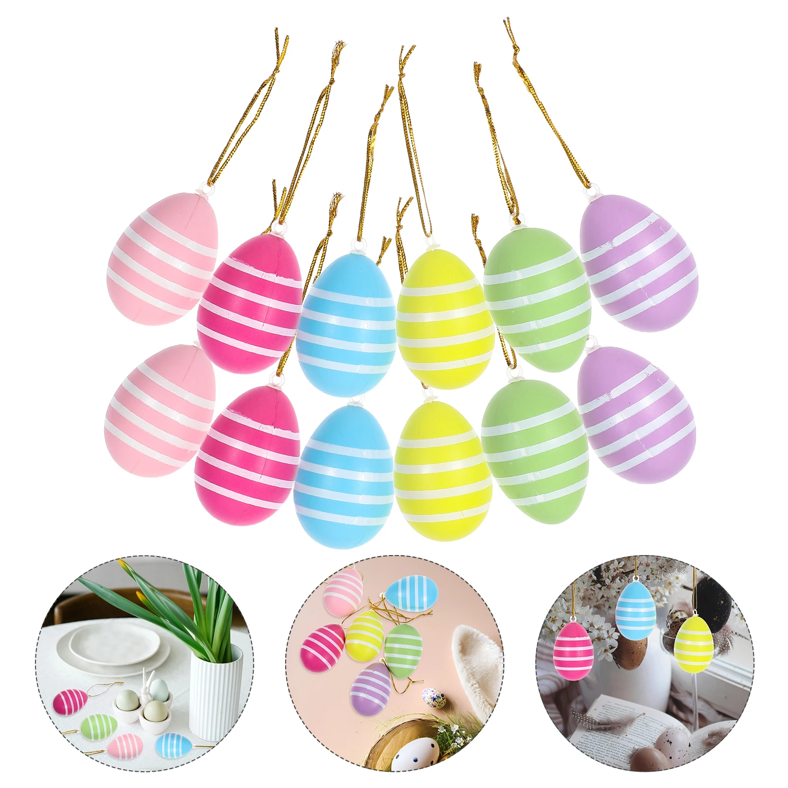

12 PCS Easter Egg Decoration Diy Craft Plastic Eggs Tree Ornaments Day Hanging Foam Ball s Artificial Decorative