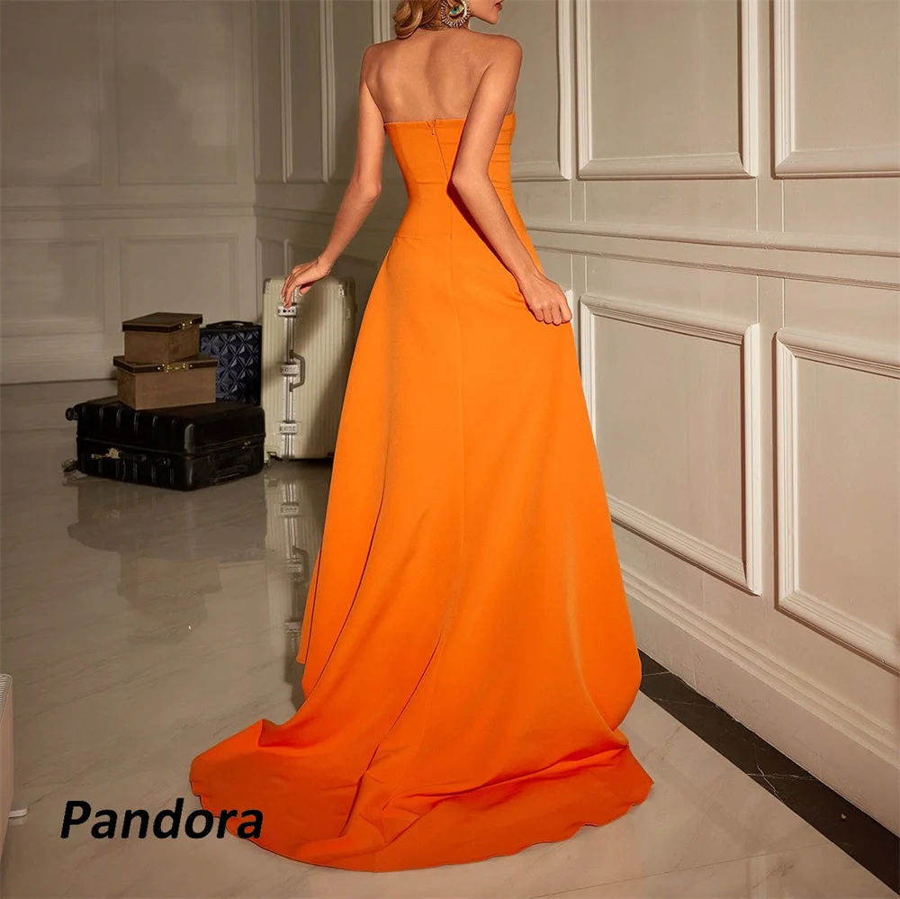 Robe de soirée sans bretelles Pandora pour femme, fleurs 3D, ligne A, banquet de mariage orange, robe de soirée