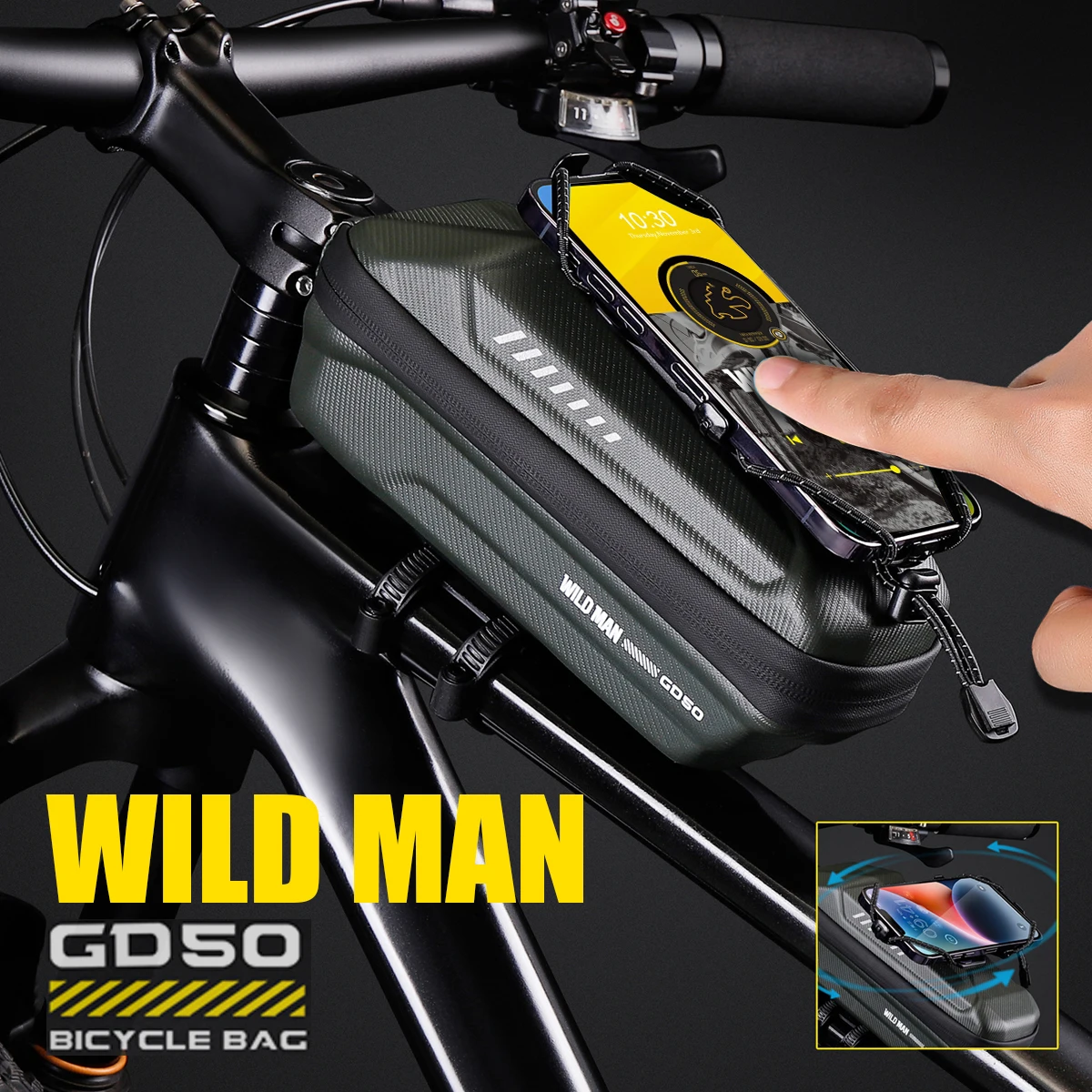 

Велосипедная сумка-держатель для телефона WILD MAN с быстрым креплением, сенсорным экраном, жестким корпусом из EVA, для верхней трубы рамы, передняя сумка на раму, аксессуары для велоспорта