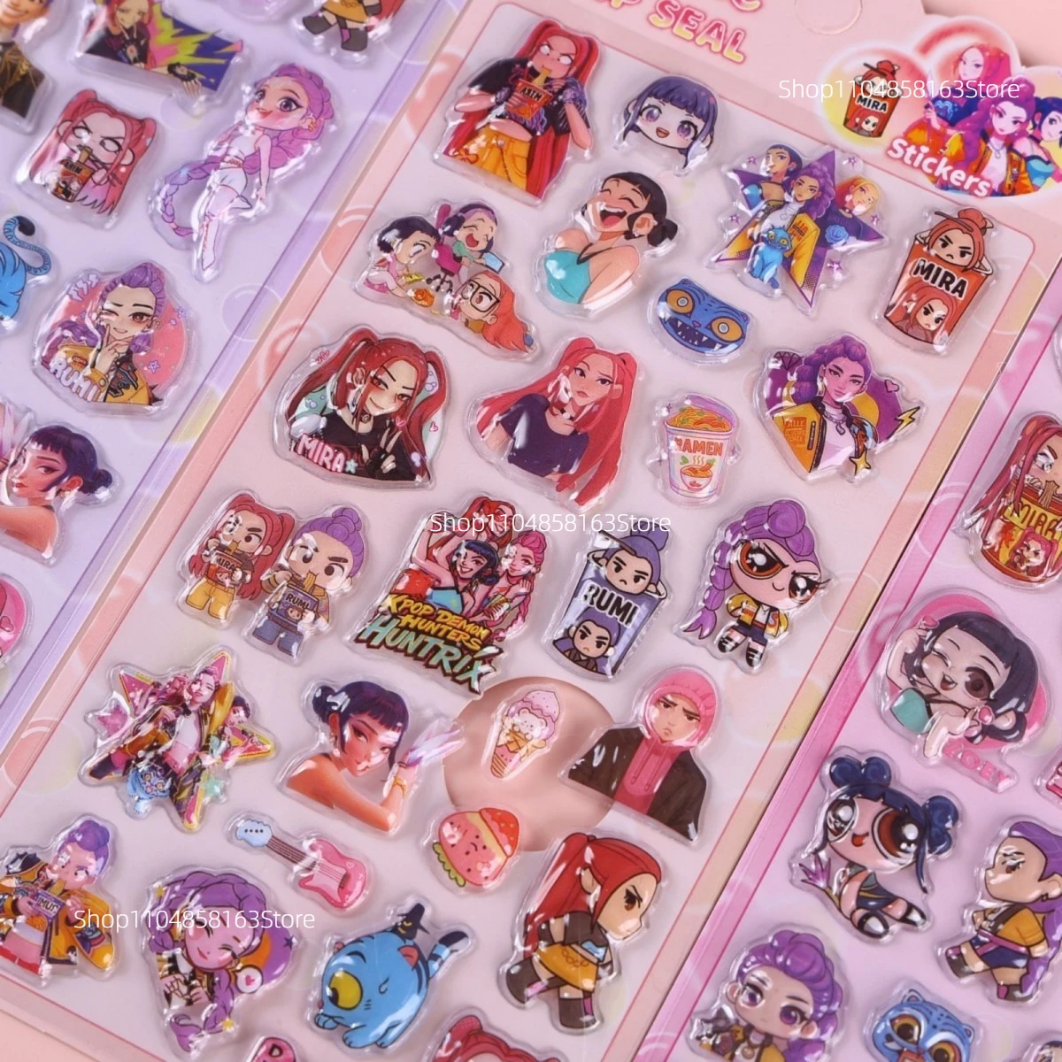 4 szt. Urocze naklejki 3D z motywem Demon Hunter, kreskówkowe, kpop, kawaii, anime, naklejki bąbelkowe, naklejki na bagaż, telefon, notatnik, nagroda, zabawka, prezent