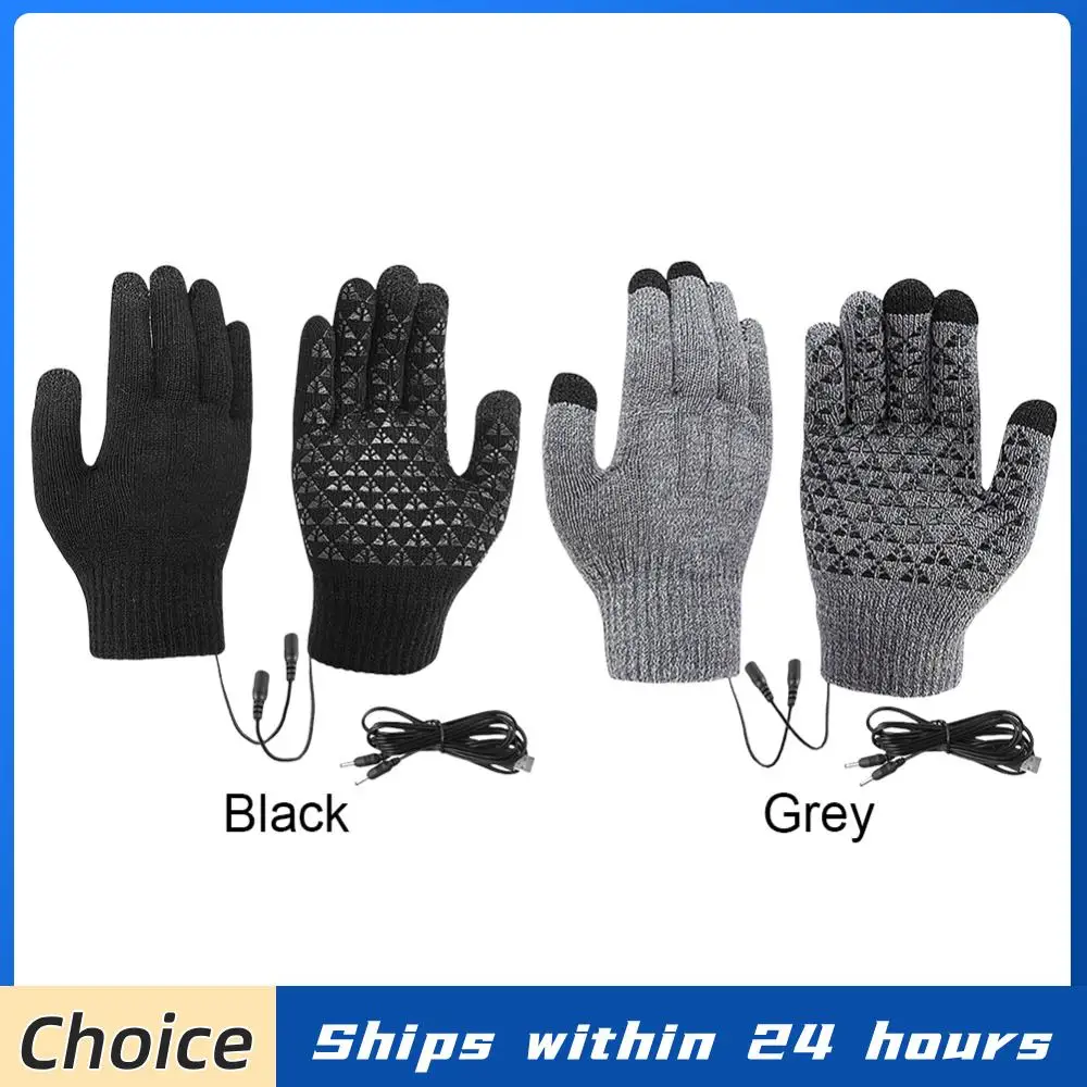

Electric Heated Gloves Touch Screen Full Finger Warmer Knitted Gloves Hand Warmer for Backpacking Mountaineering Riding Camping