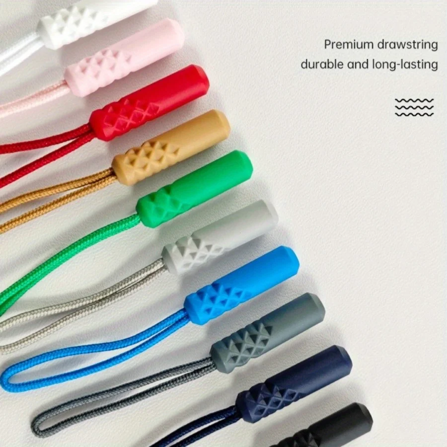 12pcs Plastic Zipper Pull Tab Rope Cylindrical Zipper Pull Cord for Clothing Bags Luggage Zipper Repair Replacement Kit