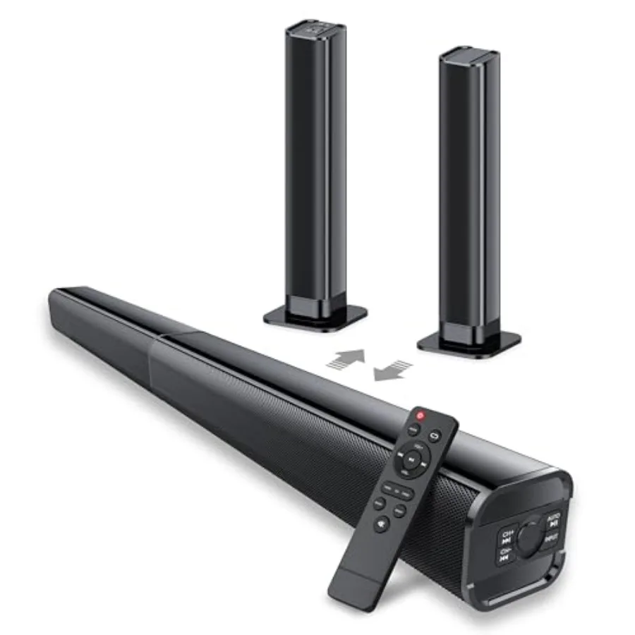 Sound Bar 80W SoundBar for Smart TV 2026 Bluetooth 5.3 Soundbar Home Theater Surround Sound 2 in 1 Detachable Home Speaker Bass