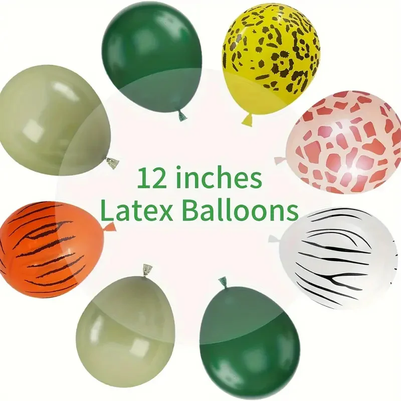 12Pcs Jungle Balloons Party Decor 12Inch Safari Animal Print Latex Balloons Leopard Tiger Printed Globos Birthday Baby Shower