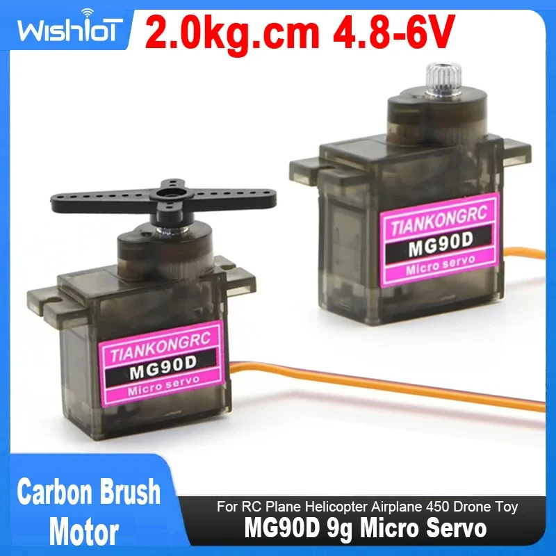 MG90D 9g Micro Servo 2.0kg High Torque Bearing Upgrad MG90S 4.8V-6.0V Brush Motor For RC Plane Helicopter Airplane 450 Drone Toy