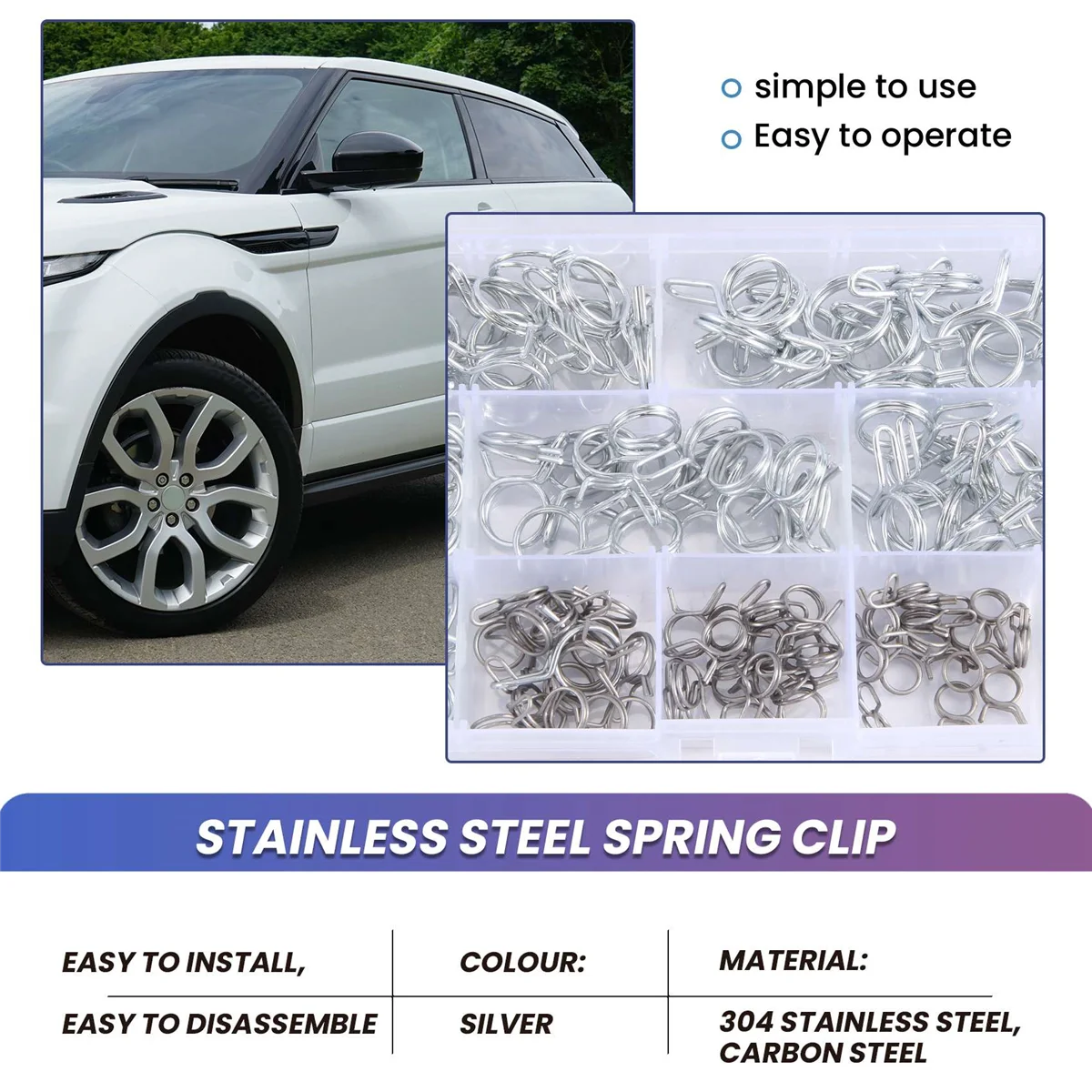 Ensemble de pinces à ressort en acier inoxydable, attache de tuyau, conduite de carburant, tuyau d'eau, tube d'air, outils d'immunisation de voiture, 150 pièces