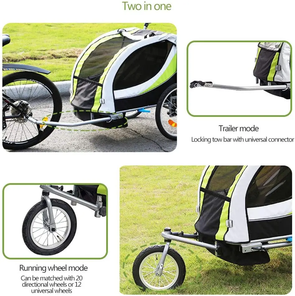 Children\'s Bicycle Trailer Jogging Stroller Outdoor Foldable Bicycle Trailer Transportation Goods Park Bicycle Trailer