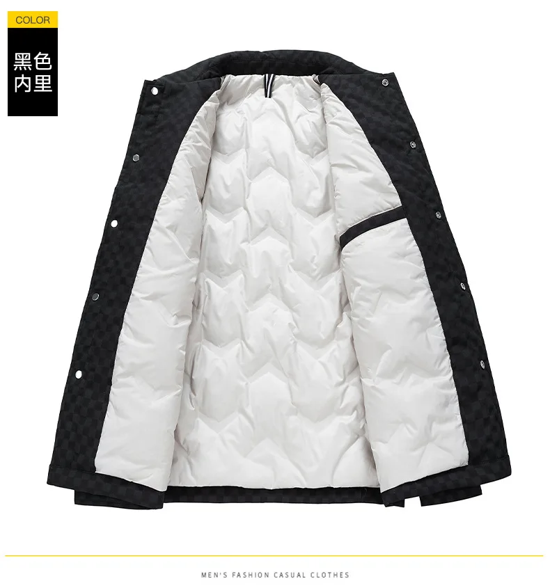 Мужской пуховик на осень и зиму: новый стиль, теплый, приталенный крой с повседневными лацканами для молодых взрослых