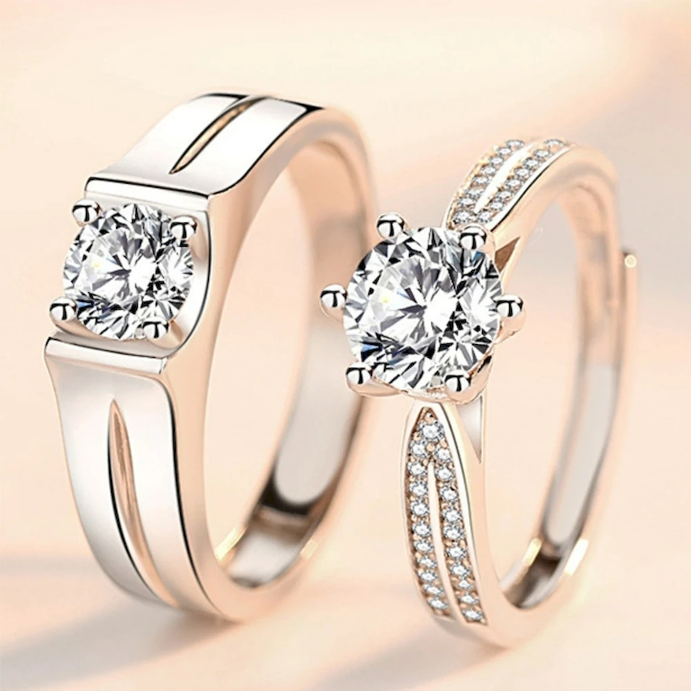 1 Pair Copper Plated Platinum Six Claws Adjustable Couple Ring Overlap Opening Thickened Plating Finger Jewelry Drop Shipping
