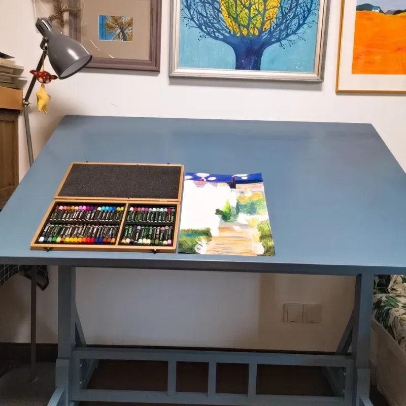 Painting table Art diagonal drawing table Designer workbench Solid wood desk Studio Painting Easel case